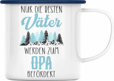 Produktbild von Trendation - Du Wirst Opa 2023 Emaille Tasse Geschenk Schwangerschaft Verkünden Überraschung Geschenkidee Schwangerschaftsverkündung (Blau)
