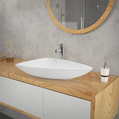 Obrázek produktu pro LuxeBath umyvadlo Umyvadlo na desku trojúhelníkové, 69x46x13 cm, lesklá bílá, z keramiky