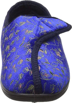 Produktbild von Zedzzz Janice Damen Hausschuhe mit Klettverschluss, Blumenmuster DF533 (38 EUR) (Marineblau)