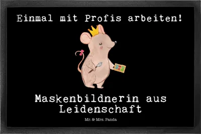Produktbild von Mr. & Mrs. Panda Schmutzmatte Maskenbildnerin Leidenschaft 50 x 75 cm - Schwarz - Geschenk, Ausbildung, fußmatte, Kosmetikstudio, Schmutzfänger, Bodenvorleger, Lustig