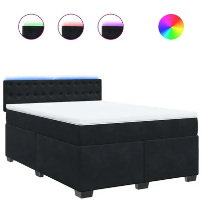 Produktbild von Boxspringbett mit Matratze Schwarz 140x200 cm Samt
