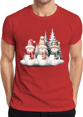 Produktbild von Schneemänner - Weihnachten Weihnachtsgeschenk Christmas Herren T-Shirt, Rot, S