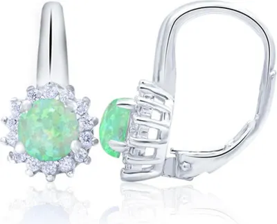 Produktbild von Silver earrings with opalescent crystals AGUC1206