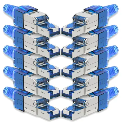 Produktbild von 10x Netzwerk Stecker CAT 7 Werkzeuglos RJ45 CAT7 Netzwerkstecker Netzwerkkabel