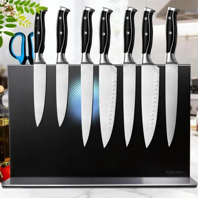Produktbild von Magnetische Messerleiste ohne Messer, schwarz, für Küche, Edelstahl, hält bis zu 18 Messer