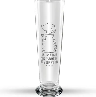 Produktbild von Mr. & Mrs. Panda Trinkglas Hund Blume - Transparent - Geschenk, Niedlich, Glasbecher, Glasbierglas, Bierglas, Sprüche, Süß, Hunde, Bier Glas, Haha, Bierbecher