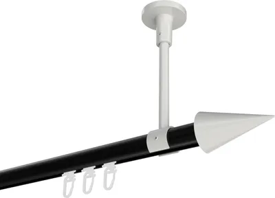 Produktbild von Interdeco Innenlaufstange / Gardinenstange mit Innenlauf Schwarz / Weiß, Typ Sonette Savio (Kegel) Deckenmontage, 20 mm Ø 1-läufig, 420 cm