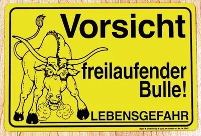 Produktbild von Schild- Vorsicht freilaufender Bulle - Gr. 30x20cm - Tiere Landwirtschaft - 308546
