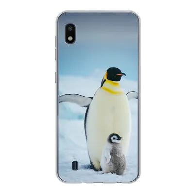 Produktbild von MuchoWow® Handyhülle Schutzhülle Hülle für Samsung Galaxy A10 Kaiserpinguin mit Jungen Silikon Softcase Handy Hülle - Schutzhülle