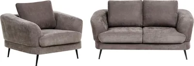 Produktbild von BELIANI 3-Sitzer Sofa Set Taupe Chenille Stoff mit Schwarzem Metallgestell Lose Rückenkissen Modernes Design Wohnzimmer Sitzgruppe
