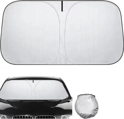 Produktbild von Faltbarer Sonnenschutz für Auto Frontscheibe – 142 x 80 cm – Silber – UV-Blockierung & Hitzeschutz