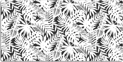 Produktbild von Schreibtischmatte Tischunterlage 120x60 cm Mauspad - Schwarz-Weiß-Blätter