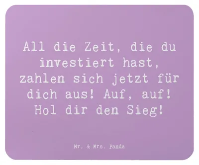 Produktbild von Mr. & Mrs. Panda Mouse Pad Spruch Sportliche Wettkämpfe Erfolg - Lavendeltraum - Geschenk, Vertrauem, mauspad pc, Mut, gummi, Trost, Leidenschaft, Hoffnung, Mousepad