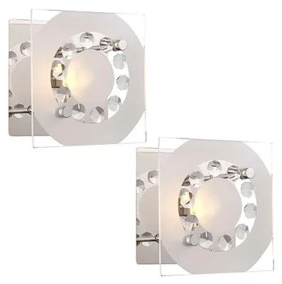 Produktbild von 2er Set Kristall Wandleuchte, Glas, Chrom, H 9 cm