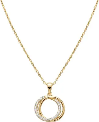 Produktbild von 375 Echtgold Halskette Damen Kreis Anhänger mit Zirkonia