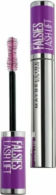 A mascara tube and its wand are displayed against a white background.