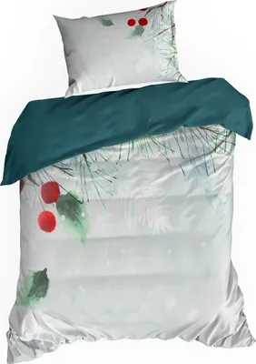 Produktbild von Eurofirany Bettwäsche ROBIN 220x200 cm Weihnachten Bettbezug Set grau türkis