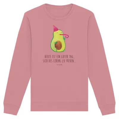 Produktbild von Mr. & Mrs. Panda Rundhals Pullover Avocado Feier Größe L - Canyon Pink - Geschenk, Gute Laune, Party, Fete, Baumwoll, Bio, Geburtstag, Sweatshirt, Pulli, Sweater, Tröte