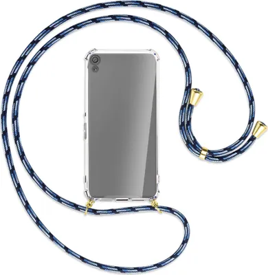 Produktbild von Handykette Backcover-Schutzhülle mit Band (Metall goldfarben) für Sony Xperia XA - Blautöne