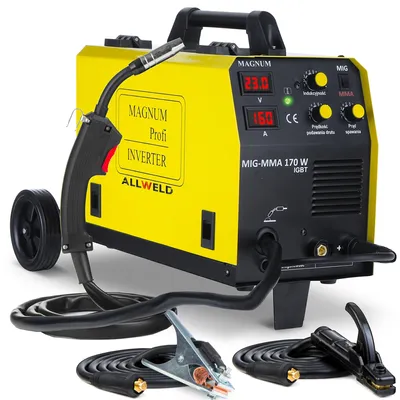 Produktbild von MAGNUM MIG-MMA 170W - 160A Inverter MIG MAG Schweißgerät Schutzgas und Fülldraht mit Fahrwerk - MMA und Lötschweißen