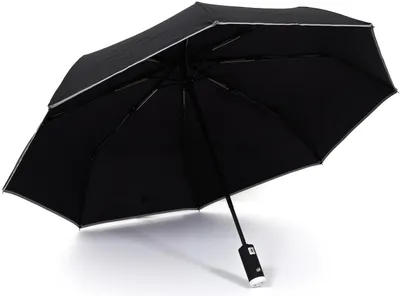 Produktbild von Automatischer Regenschirm mit integrierter LED-Taschenlampe – Ø 94 cm – Faltbar und winddicht – Ideal für regnerische und dunkle Tage – Schwarz