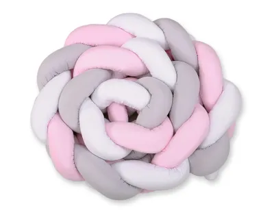 Produktbild von Flätad Schutzkante für Bett 360cm weiß grau rosa hochwertige Baumwolle