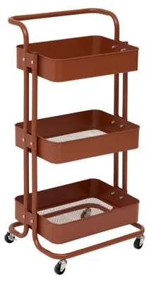 Produktbild von 5Five Trolley - terracotta - 3 Schichten - 45 x 36 x 86 cm - Metallgitter - Kuchen-/Badewagen