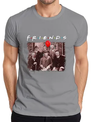 Produktbild von FRIENDS Horror Halloween Slasher Masken Pennywise Jason Freddy Herren T-Shirt, Grau, 3XL
