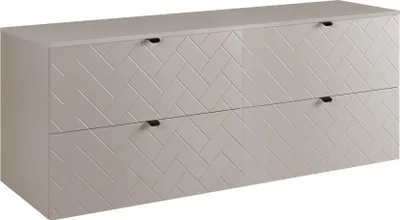 Zdjęcie produktu dla Szafka łazienkowa, kaszmir z czarnym uchwytem / z górną półką, 160 x 57 x 46 cm