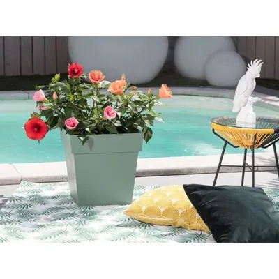 Obrázek produktu pro EDA PLASTIQUE - Quadratischer Blumentopf Toskana - 32 x 32 x H 32 cm - 22 L - Lorbeergrün