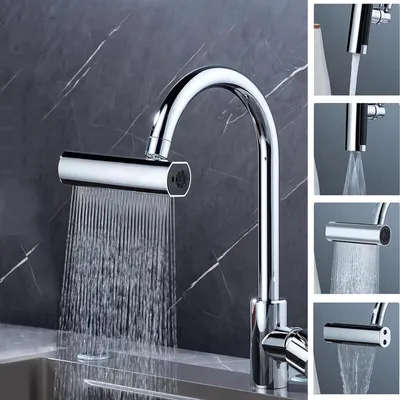 Produktbild von Wasserhahn Küche 360° Drehbar Küchenarmatur Ausziehbar mit 4 Modi Multifunktionaler Hochdruck Spültischarmatur AntikorrosionRostschutz Wasserhahn für Küchen Waschbecken Badezimmer und Toiletten