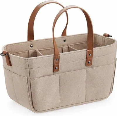 Immagine prodotto di Set organizer per passeggino, 12 pezzi, in feltro beige, pieghevole