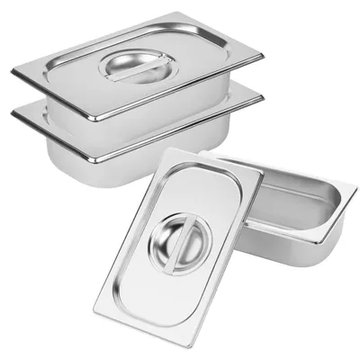 Produktbild von Set aus 3 Edelstahl Lebensmittelbehältern mit Deckel