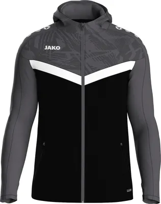 Produktbild von JAKO Kinder Kapuzenjacke Iconic, Farbe:schwarz/anthrazit, Größe:128