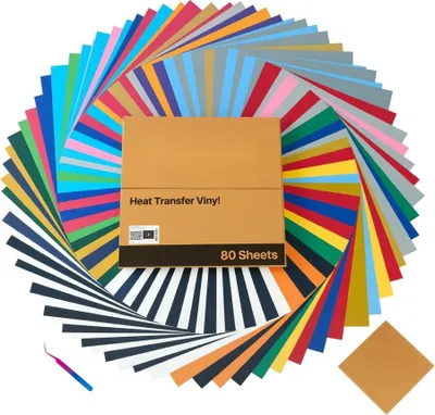 Immagine prodotto di Pellicola vinilica per trasferimento termico - 80 fogli 304,8x304,8 mm - fogli vinilici per trasferimento termico
