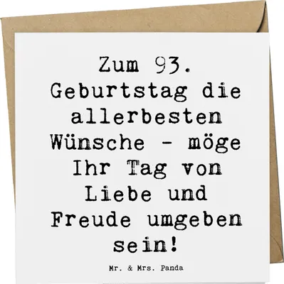 Produktbild von Mr. & Mrs. Panda Grußkarte Spruch 93. Geburtstag Wünsche - Weiß - Geschenk, doppelkarte, Happy Birthday, Glückwunschkarte, Freunde und Familie, beste, faltkarte, Alter