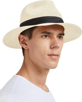 Zdjęcie produktu dla Zylioo Fedora Słomkowy kapelusz Uni  Ochrona przeciwsłoneczna Letni kapelusz plażowy 61 cm