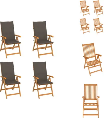 Produktbild von vidaXL Gartenstühle 4 Stk. mit Taupe Kissen Massivholz Teak -  Gartenstühle