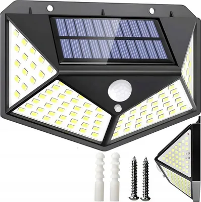 Immagine prodotto di Lampada solare con sensore crepuscolare, 100 LED, per il giardino, per montaggio a parete