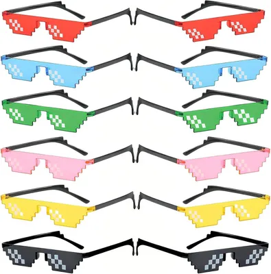 Imagen del producto de Gafas de sol pixeladas - Set de 12 unidades - Gafas de fiesta de colores