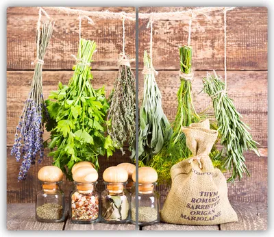 Produktbild von Tulup Glas-Herdabdeckplatte - 2x30x52cm - Glaskeramikkochfeld-Abdeckung Spritzschutz Zweiteilig Kräuter Schnur