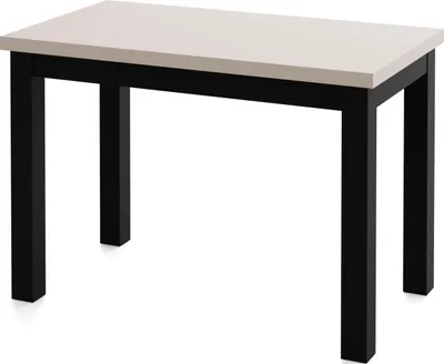 Produktbild von Rechteckiger Esstisch 100 x 60 cm – Platzsparender Küchentisch in Skandi & Loft Stil – Schwarze Massivholzbeine – für Küche, Wohnzimmer oder Büro – Grau Beige Kaschmir
