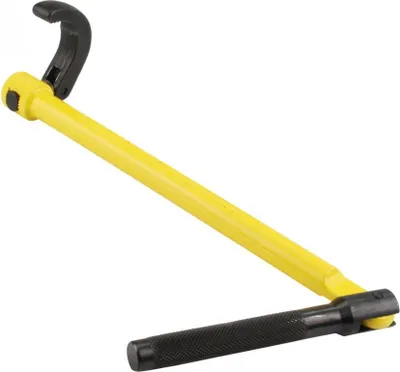 A yellow and black tool is shown against a white background.