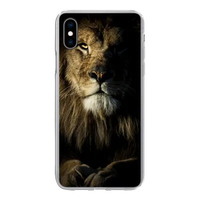 Produktbild von MuchoWow® Handyhülle Schutzhülle Hülle für iPhone Xs Löwe - Licht - Schwarz Silikon Softcase Handy Hülle - Handytasche
