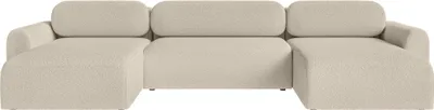 Produktbild von FEDVE Ecksofa Lome U aus weichem Stoff mit Schlaffunktion, Beige