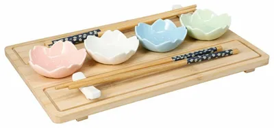 Produktbild von HOWHOMELY | Sushi-Set - Servierplatte - Sushi-Platten - 9er - Set mit Schälchen - Praktisch