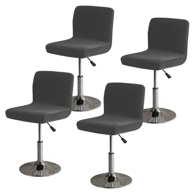 Stretch-Stuhlbezüge für Barhocker mit Rückenlehne, 4er-Set, Grau