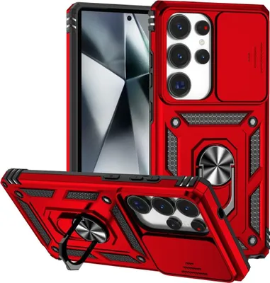 Produktbild von Samsung Galaxy S25 Ultra Hülle - Coverup Armor Ring Ständer Back Cover mit Kamera Schutz - Rot