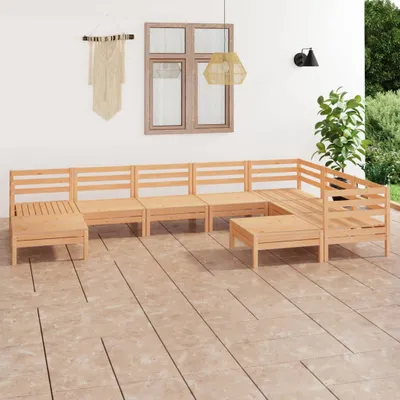 Produktbild von The Living Store 9-tlg. Garten-Lounge-Set Massivholz Kiefer