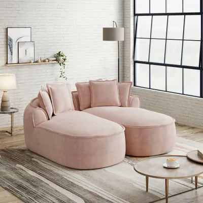 Produktbild von AIORBER Komfortables 2-Sitzer Cloud Sofa, Chenille Stoff, modulares Doppelsofa mit tiefer Chaiselongue, weich gepolstert, ohne Montage, Rosa